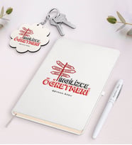BK Gift Kişiye Özel İngilizce Öğretmeni Beyaz Defter Kalem Ve Anahtarlık Hediye Seti-1 (Model 1)