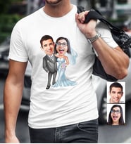 BK Gift Kişiye Özel Evleniyoruz Karikatür Beyaz Erkek Tişört  5