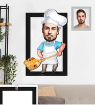 Kişiye Özel Frınıcı Karikatürlü 3D Ahşap Tablo 30x47 Bay-1