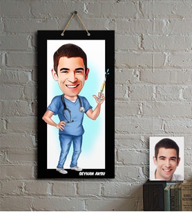 BK Gift Kişiye Özel Bay Hemşir Karikatür Ahşap Tablo  1