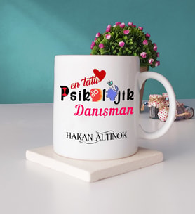 Mesajlı Psikolojik Danışman Kupa Bardak ve Taş Bardak Altlığı Hediye Seti