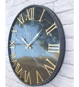Markakanvas Metal Kasalı Mermer Desenli Altın(Gold) Renkli Duvar Saati 50 cm