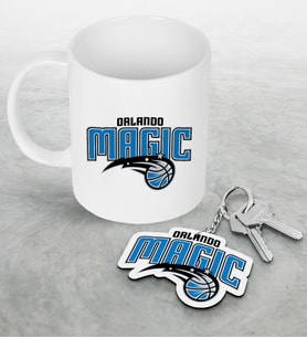NBA Orlando Magic Beyaz Kupa ve Ahşap Anahtarlık Seti (Model 1)