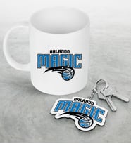 NBA Orlando Magic Beyaz Kupa ve Ahşap Anahtarlık Seti (Model 1)