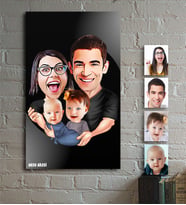 BK Gift Kişiye Özel Aile Karikatür Ahşap Tablo - 4