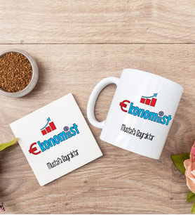 Ekonomist Beyaz Kupa Bardak Ve Bardak Altlığı Seti