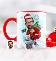 BK Gift Kişiye Özel Yılbaşı Temalı Bay Karikatürlü Kırmızı Kupa Bardak - 3