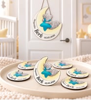 Kişiye Özel Bebek Kapı Süsü Ve  Adet Magnet Seti Ay Ve Ayı