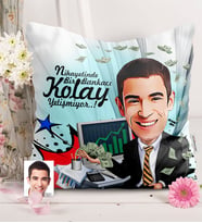 BK Gift Kişiye Özel Bay Bankacı Karikatürlü  Yastık  1
