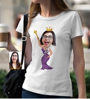 BK Gift Kişiye Özel Güzellik Kraliçesi Karikatür Beyaz Tişört  1