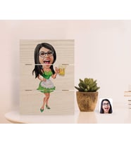 BK Gift Kişiye Özel Kadın Karikatürlü Otantik Masaüstü Ahşap Palet Çerçeve-30 (Beyaz)