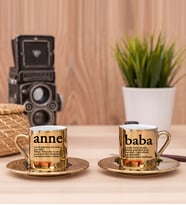 Anne Baba Kelime Anlamı İkili Gold Kahve Fincanı Takımı