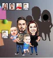 Kişiye Özel Aile Karikatürlü Ahşap Magnet Mod-2