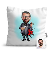 BK Gift Kişiye Özel Bay Patron Karikatür  Yastık  3