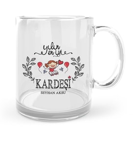 BK Gift Kişiye Özel Yılın En İyi Kardeşi Cam Kupa Bardak  1