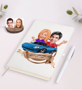 BK Gift Kişiye Özel Yılın En Mükemmel Çifti Karikatürlü Beyaz Defter ve Kalem Hediye Seti-52