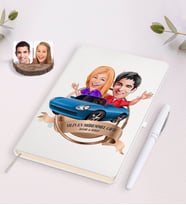 BK Gift Kişiye Özel Yılın En Mükemmel Çifti Karikatürlü Beyaz Defter ve Kalem Hediye Seti-52