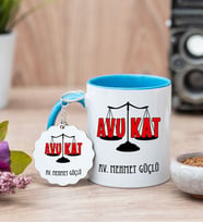 Avukat Mavi Kupa Bardak Ve Anahtarlık Set