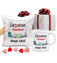 Laboratuvar Teknikeri Bardağı ve Yastığı Hediye Seti (Model 1)
