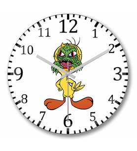 Creepy Reptilian Tweety  Duvar Saati Bombeli Gercek Cam