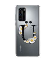 Papatya Harf Tasarım Süper Şeffaf Silikon Telefon Kılıfı Huawei P40 Pro Ü-Harfi