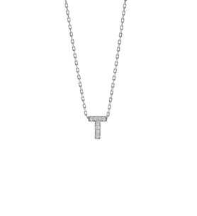 Söğütlü Silver Gümüş  rodyumlu üç boyutlu minimal T gümüş harf kolye