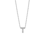 Söğütlü Silver Gümüş  rodyumlu üç boyutlu minimal T gümüş harf kolye