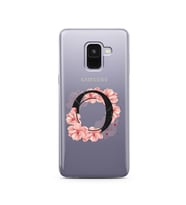 Pembe Çiçekli Harf Tasarım Süper Şeffaf Silikon Telefon Kılıfı Samsung A8 (2018)