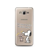 Snoopy Tasarımlı Süper Şeffaf Silikon Telefon Kılıfı Samsung J2 Prime