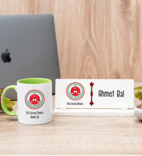 İnfaz Koruma Memuru Yeşil Kupa Bardak Ve Masa İsimliği Hediye Seti