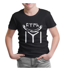 Türk Kayı Boyu Bayrak - Logo Siyah Çocuk Tshirt