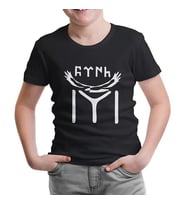 Türk Kayı Boyu Bayrak - Logo Siyah Çocuk Tshirt