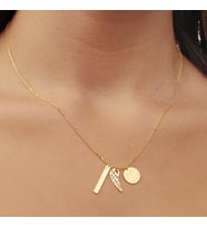925 Ayar Gümüş Melek Anne Kolye (Gold)