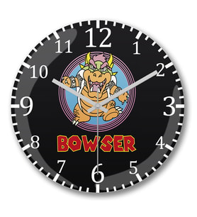 King Bowser Super Mario Classica Fanart  Duvar Saati Bombeli Gerc