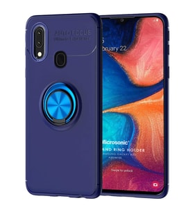 Microsonic Samsung Galaxy A20 Kılıf Kickstand Ring Holder Lacivert