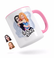 BK Gift Kişiye Özel Kız Kardeşler Karikatürlü Pembe Kupa Bardak-10