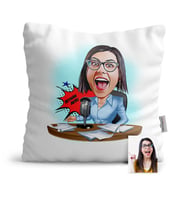 BK Gift Kişiye Özel Bayan Spiker Karikatür  Yastık  2