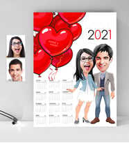BK Gift Kişiye Özel Sevgililer Karikatürlü 2024 Duvar Takvimi - 9