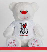Kişiye Özel I Love You Peluş Ayıcık 50cm 81877 (Beyaz)
