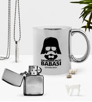 BK Gift Kişiye Özel The Walking Dad Krom Kupa Benzinli Çakmak Kolye Seti-2 (Model 1)