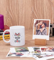 Doğum Günü Hediyesi Beyaz Kupa Bardak ve Ahşap Standlı Polaroid Set