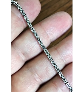 925 Ayar Gümüş Erkek Bileklik Kare Kral Model 2.4mm Genişlik 20cm Uzunluk msb02