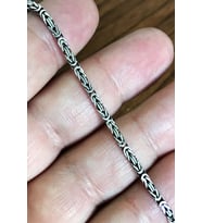 925 Ayar Gümüş Erkek Bileklik Kare Kral Model 2.4mm Genişlik 20cm Uzunluk msb02