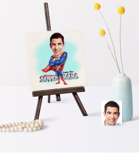 BK Gift Kişiye Özel Süper Baba Karikatür Şovaleli Doğal Taş  1