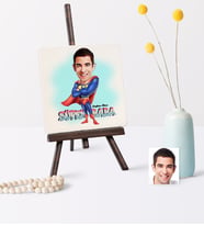 BK Gift Kişiye Özel Süper Baba Karikatür Şovaleli Doğal Taş  1
