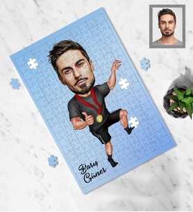 Kişiye Özel Sporcu Karikatürlü A4 99 Parça Puzzle Bay-9
