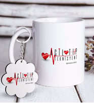 BK Gift Kişiye Özel Acil Tıp Teknisyeni Beyaz Kupa ve Anahtarlık Hediye Seti-2 (Model 1)