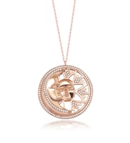 Gümüş Zirkon Taşlı Ay ve Güneş Aşkı Tasarım Kolye (Rose)