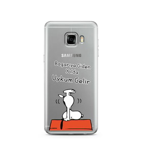 Snoopy Tasarımlı Süper Şeffaf Silikon Telefon Kılıfı Samsung C5  