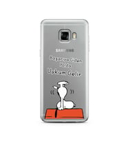 Snoopy Tasarımlı Süper Şeffaf Silikon Telefon Kılıfı Samsung C5  